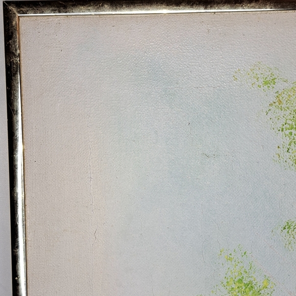 Vintage Garden Scene Wall Art with Gold Frame Signed By LINDA 12x16 - Picture 3 of 16